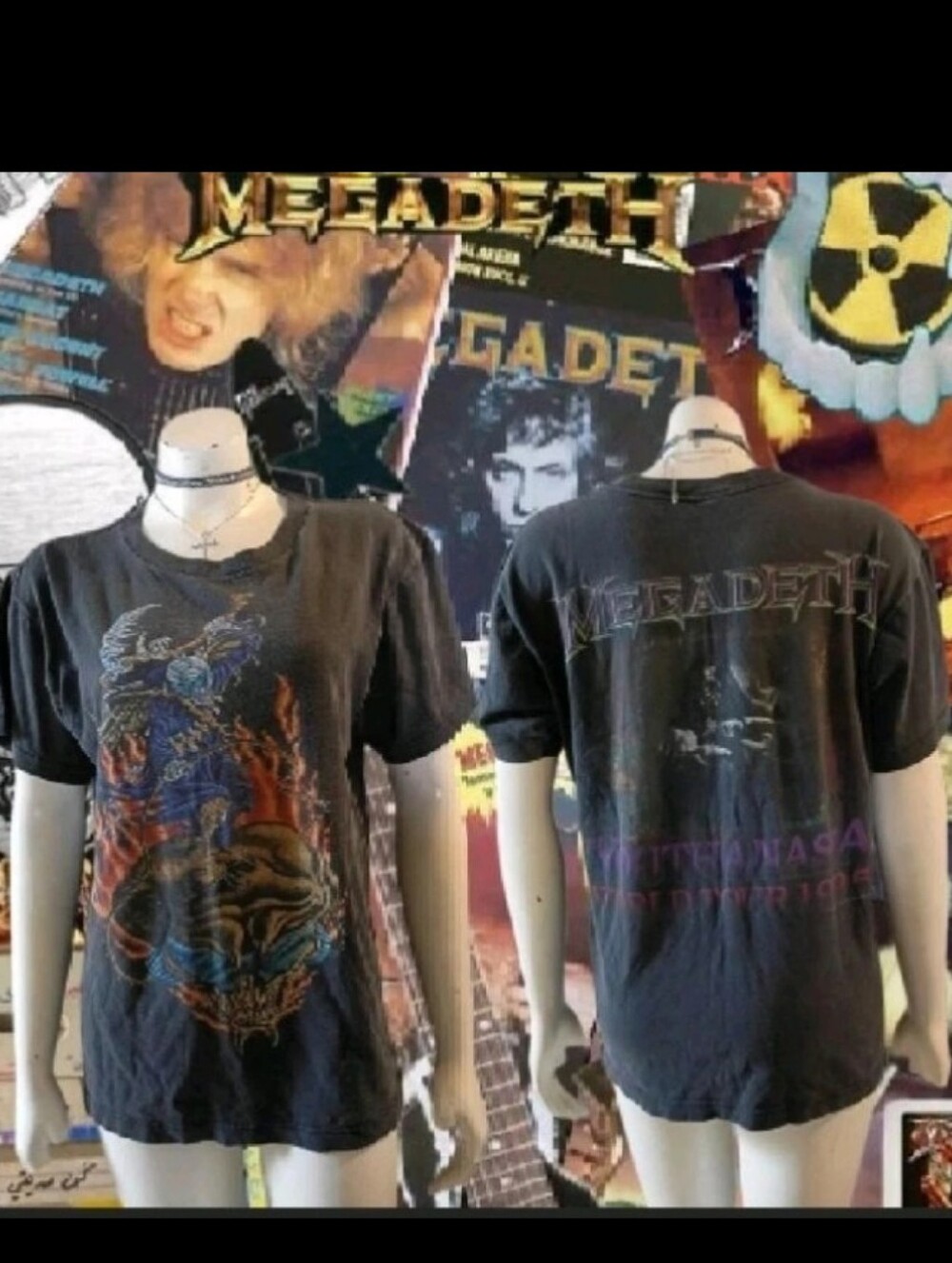 VTG 1994 Megadeth Youthanasia 1995 World Tour Black Graphic T-shirt Size Medium